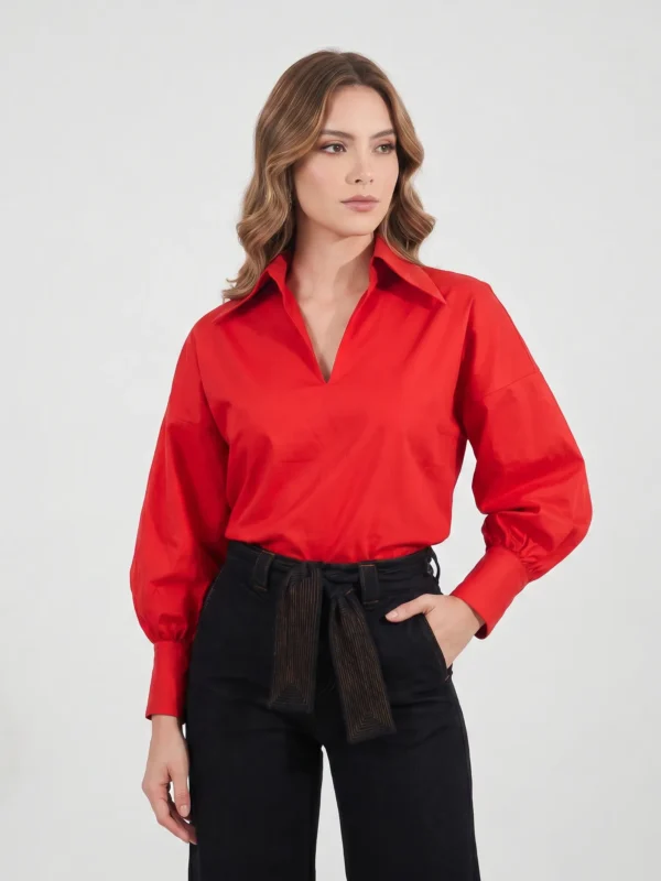 Camisa Alma - Manga Volumen - Rojo